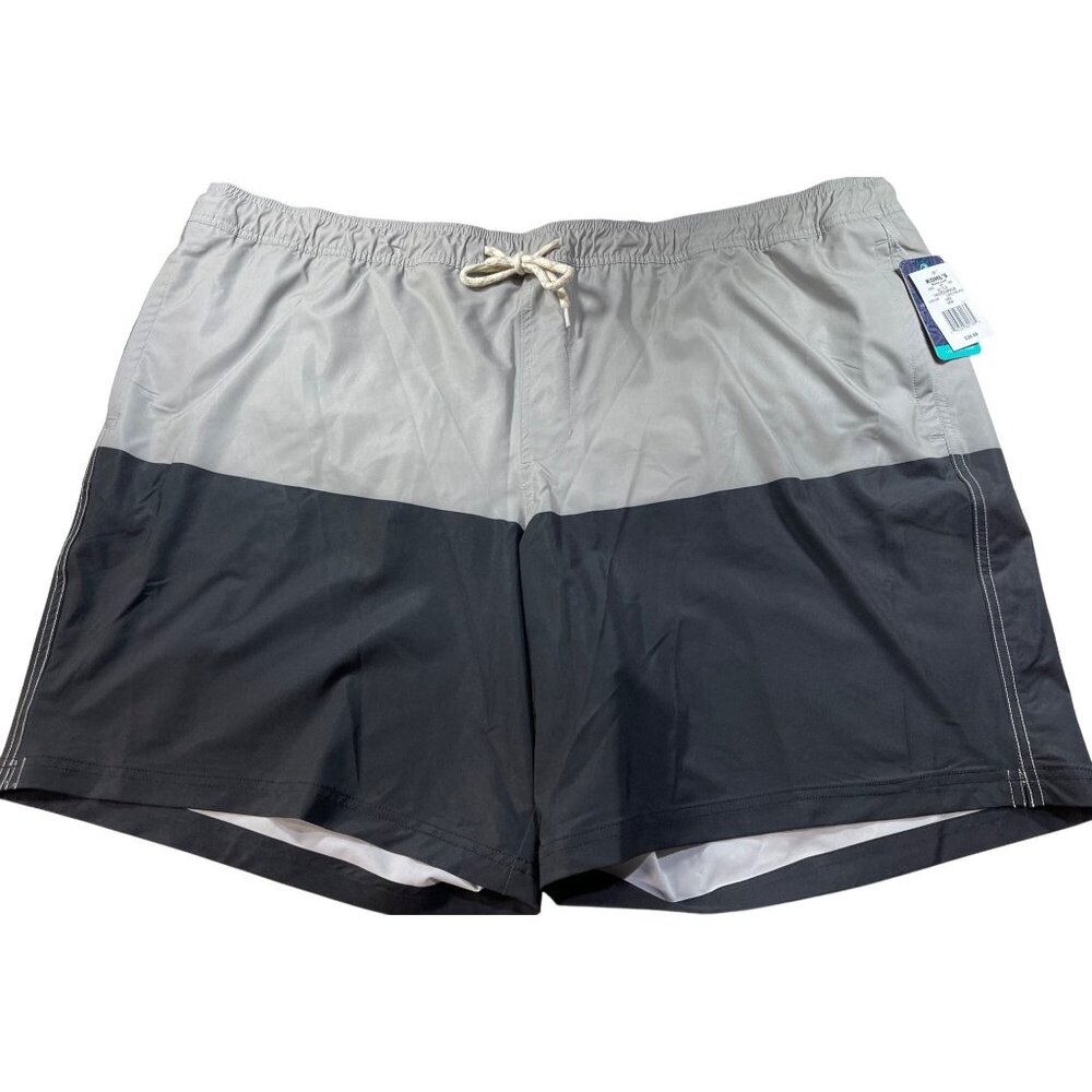 Trinity Coast 4XB Swim Trunks Color block Grey/Black Elastic Waist & Drawstring